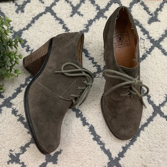 Lucky Brand Shoes - Lucky Brand | Gray Suede Stack Heel Lace Bootie 8